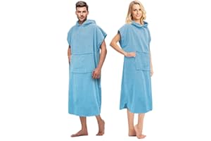 FAB-ON UK Poncho Towels Changing Robe for swimming Outdoor, Beach Light Weight 100% Cotton Changing Towel with Pockets, Hooded Surf Poncho for Men Women after Swimming