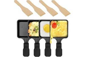 Kosmosta Antihaftbeschichtete Mini-Grill-Käsepfanne Schmelzzubehör für Raclettes Ersatzbleche Raclette-Geschirr Mini-Raclette-Pfannen, quadratische Form (4 Stück)