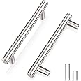 Probrico 10 Pack Brushed Nickel Stainless Steel Kitchen Cabinet T Bar Handle Furniture Drawer Pulls Cuoboard Knobs PD201HSS96(96mm Hole centers/150mm Long) UK Domestic Delivery