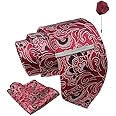 Axlon Floral Tie For Men – Formal Ties Set With Pocket Square, Cufflink, Tie Clip & Flower Pin With Gift Box For Mens (AXFW)