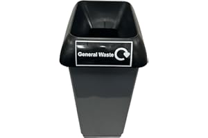 Chabrias Ltd 50 Litre Recycling Waste Bin With Lid & Logo Sticker Included (Black Lid & General Logo)