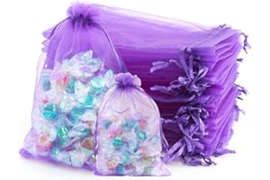 AHOMAME 20Pcs Large Purple Organza Gift Bag 10x15cm Jewellery Pouches Organza Bag Party Favour Candy Drawstring Bag for Wedding, Birthday, Anniversary, Christmas