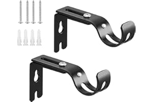 Wekuw 10 sztuk uchwytów na karnisze, regulowany uchwyt ścienny, regulowany drążek teleskopowy, uchwyt ze śrubami, do domu, biura, sypialni, szafy na ubrania (czarny)