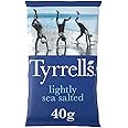 Tyrrells Crisps LIGHTLY SEA SALTED 40g (Multipack BOX of 24 Bags) - Hand-cooked & spun for an exquisite fresh taste. No artificial flavour, colours or MSG