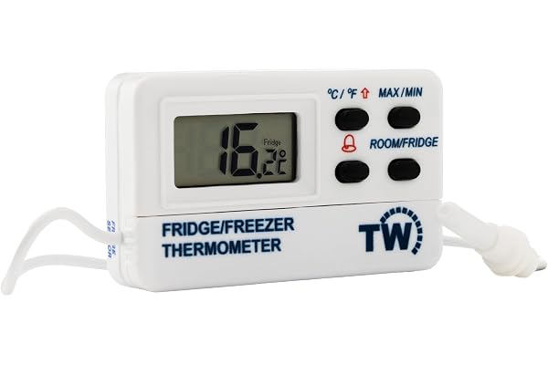 Digital kyl/frystermometer med larm Och maxmin-funktion, 1,2 m Kabel, termometer för kylskåp Eller frys, termometer