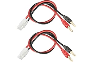 WOODGUILIN Tamiya Stecker Connectors，Tamiya Steckerstecker auf 4mm Bananenstecker Adapter mit 30cm 14AWG Kabel für RC Hubschrauber，Quadcopter, Lithium Batterien Batterieanschluss(2 Pack Tamiya Plug)