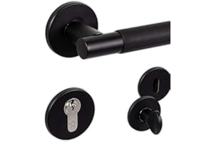 Gedotec Maniglia per porta in acciaio inox, nera, maniglia per porta della stanza – Marion | PZ – cilindro | Maniglia nera opaca | Maniglia per porte interne | 1 set