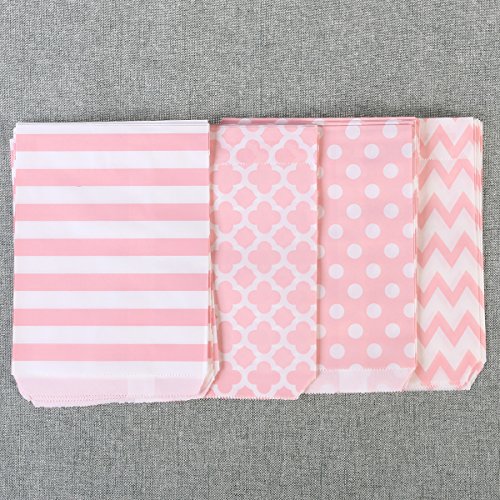 NUOLUX Treat Sacks,48pcs Wedding Candy Bar Bags Party Gift Bags Paper Bag (Pink) - 4