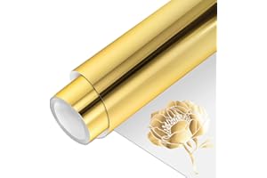 VINYL FROG HTV PU Metallic Roll Iron on Vinyl Easy to Cut & Weed Heat Transfer Vinyl DIY Heat Press Design for T-Shirts (Gold)