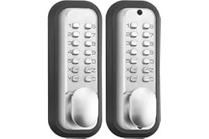 ANNFUZ 100% Mechanical Keyless Entry Door Lock Knob, Double-Sided Keypad and Knob for Outdoor Gate Door Lock,Combination Front Gate Lock Set for Outdoor Fences,Garden,No Battery (Pearl Chrome)