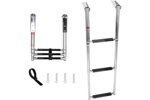 DasMarine 316 Stainless Steel Telescoping Ladder, 308kg Capacity for Marine Yacht/Swimming Pool with Retaining Strap