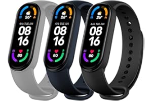 Leelbox 3 Stück Xiaomi Mi Band 5 Armband/Mi Band 6 Armband Silikon Uhrenarmbänder Weich Atmungsaktiv Schweißfest für 5/6 Ersatzarmband
