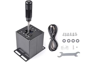 CNRAQR PC USB Simulator Shifter 6+R H Gear Shifter for Logitech G29/G27/G25/G920, T300RS/GT, Compatible with Gearshift PC Windows Steering Wheel for ATS ETS Dust WRC Sim Racing Game