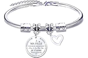 XWXWXW Cadeau Fille Cadeau D'anniversaire Fille Enfant Je T'aime Ma Fille Bracelet Charms Bracelet Fille Cadeau Fille à Ma Fille Cadeau Ado Fille Pendentif Cadeau Anniversaire Fille