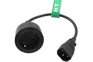 Adattatore per cavo di alimentazione PDU UPS corto HangTon C14 a Euro Schuko Socket 16A 250V 3 Prong Cable 12 pollici
