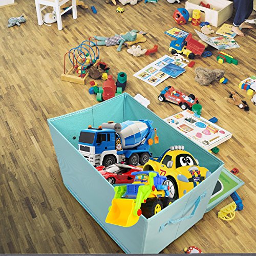 Livememory pliable jouet Boîte de rangement Tissu Toys Organiseur avec Fun Tapis de jeu pour enfants (voitures non inclus)