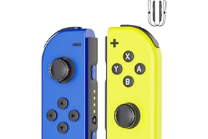 Newfun Replacement Controller for Switch/Lite/OLED, Dual Vibration, Motion Controls,6-Axis, Wake-Up Function, Pair, Blue,Yellow