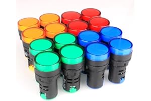 GUUZI 16 Piezas 220V-380V 20mA Luz Indicadora LED de Ahorro de Energía Tamaño del Orificio de Montaje 22 mm Verde/Amarillo/Rojo/Azul (cada 4 Piezas)