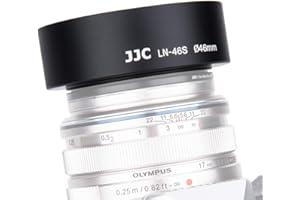 JJC 46 mm Gegenlichtblende aus Metall zum Aufschrauben für Olympus M.Zuiko Digital 25 mm 17 mm Objektiv auf OM-D E-M1X E-M10 E-M5 Mark III DSLR-Kamera und Oher-Objektive mit 46 mm Filtergewinde