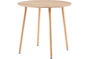 DORAFAIR Round Kitchen Tables for Dining Room 2-4 People Small Dining Table with Space Saving Design Solid Wooden Legs 80cm Diameter MDF Table Top 29 Inch Height(Oak Color)
