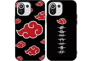 Eouine 2 Piezas Funda para Xiaomi Mi 11 Lite 4G 5G/11 Lite 5G NE 6.55'' Anime Funda Akatsuki Diseño Protectora Carcasa Nube Roja con Patrón Case Antichoque Suave TPU para Xiaomi Mi 11 Lite 5G NE