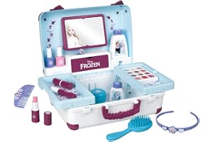 Smoby 7600320153 - Disney Frozen Sminkväska med Spegel - Disney Frozen Sminkväska från Smoby med Utfällbara Lådor, Spegel, Hemlig Gömma och 13 Tillbehör, Från 3 år, Låtsas Kosmetika