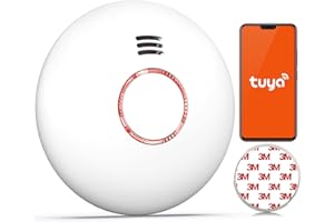 ANDYSSEY Czujnik dymu WLAN z uchwytem magnetycznym, czujnik dymu połączony z aplikacją, czujnik dymu, wymiana baterii EN 14604