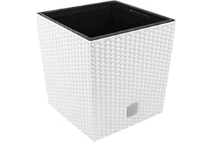 PROSPERPLAST Maceta Rato 32 litros con cubilete para plantar en color blanco 33 x 33 x 33 cm.