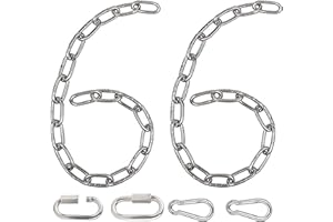 OWOAOOwl 2 stücke Edelstahl Ketten,Hängesessel Kette,Gliederkette mit Karabiner Edelstahl, Stahlkette 60CM, Ø4mm Rundstahlkette,Metallkette, Edelstahlkette für Hängesessel, Hängematten-Sets Boxsäcke