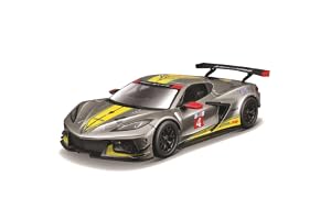 Bburago - Chevrolet Corvette C8R - Gul - Nyhet 2024: e skala Racing metallreplika. Inre detaljer, öppna dörrar och huva för a