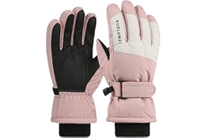 Jupsk Gants Ski Enfant d'hiver Mitaine Moufle Imperméables Gants de Snowboard Gloves à écran Tactile pour Fille Garçon 6-12 Ans