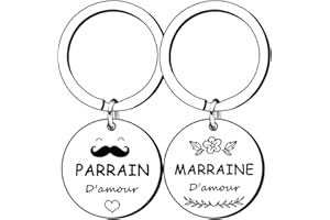 Lumengqi Cadeaux de Noël pour 2 Porte-clés Parrain et Marraine Cadeau Parrain Marraine Demande Annonce Naissance Baptême Communion Cadeau Surprise Noël