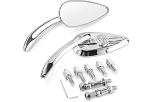 AYNAXCOL 8mm/10mm Rearview Mirrors Chrome Skull Teardrop Replacement for Harley Dyna Electra Motorcycle 5-1/2"(L) x 2-5/8"(W)