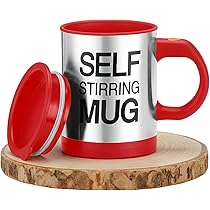 Self Stirring Coffee Mug - Automatic Mixing Stainless Steel Cup - To Stir Your Coffee, Tea, Hot Chocolate, Milk, Protein Shake, Bouillon, Etc. - Ideal