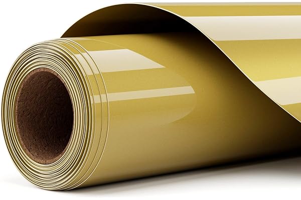 Flex Thermocollant pour Tissu Or, Vinyl Thermocollant HTV Rouleau 30,5 X 305CM Flex Thermocollant transfert Film Plotter Pour DIY t-shirts, sacs et autres tissus,Facile à Couper et à Désherber (Or)