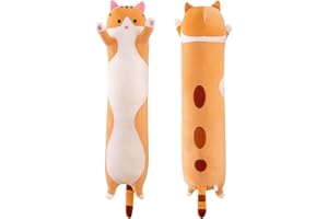 PORUPAEL Long Cat Plush Sleeping Pillow 20''/50cm, Long Cat Plush Body Pillow Cute Kitty Sleeping Throw Pilow for Boys and Girls