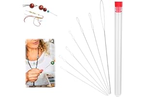 YALiya 7 Stück Perlennadeln, Perlennadeln zum Auffädeln von Perlen mit Aufbewahrungsbox, Schere, Große Auge Perlen Nadel Von Schmuckherstellung & Diy Handarbeiten (0,15mm-0,7mm)