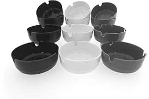 MC-TREND MC set di 6 o 12 posacenere in melammina, rotondo, per esterni, feste, giardini, eventi, impilabili, con 3 ripiani, Plastica, grigio., 12 pezzi