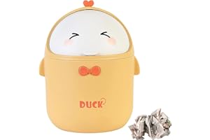 KYSUN Mini Small Portable Chicken Trash Bin, for Home Office, Kitchen, Vanity, with Lid - 11x11x18.5cm (Yellow)