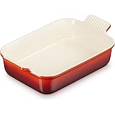 Le Creuset Heritage 71102260600001 Rectangular Stoneware Tray, 26 cm, 2.4 L, Cherry