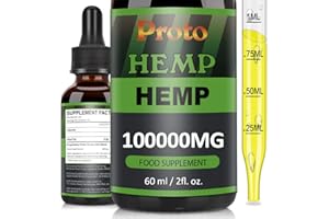 ProtoHemp Premium Natural Oil 100000MG, High Strength Oil, Add Fatty Acid-Omega 3-6-9, Vitamin C-E, 60ML