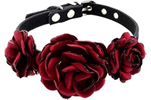 KRUIHAN Obroża dla zwierząt domowych, dla psów, kwiat, do pielęgnacji zwierząt, obroża z kokardką, akcesoria na przyjęcie weselne, dla szczeniaka, kostium kota, stroje regulowane, obroża