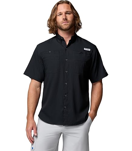 Chemise Columbia PFG Tamiami II Homme – Noire, Taille XL, Manches Courtes, Omni-Shade