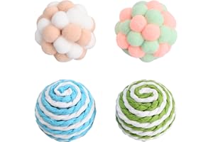 ORENGE 4 Pezzi Palline per Gatti Giocattolo per Gatti Palline Palla Giocattolo Interattiva per Gatto Palline di Sisal Gatto Palla di Peluche Gatto Colorato con Campana per Gattini Giocare Masticare