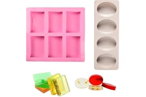 HELWEET Seifenformen Silikon, Handgefertigte Seifenform, Soap Mold, DIY Form, Zubehör für die Seifenherstellung, Weiche Antihaft Cupcake Muffin Backform für Hausgemachte Handwerk