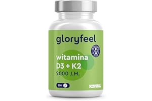 ‎GLORYFEEL Witamina D3 2000 j.m. + K2 100 µg, 200 tabletek, witamina D3 K2 w wysokiej dawce, Premium: K2VITAL® od Kappa - 99,7% witaminy K2-MK7 All-Trans, testowane laboratoryjnie, wyprodukowane w Niemczech