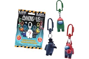 Just Toys LLC Among Us Appendiabiti per zaino con 7 personaggi, incluso 1 Glow in the Dark, set di accessori per zaino con clip