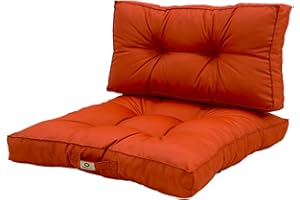 deco arts Coussins pour Salon de Jardin - Coussins extérieur - 60x60 cm - Coussin de Remplacement pour Fauteuil, Banc & Chaise d'extérieur - Imperméable, Confortable & capitonné - Orange
