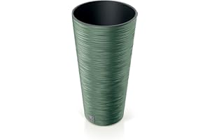 Prosperplast Macetero Color Verde Tierra, con depósito, colección Furu, de 25 x 25 x 48 cm, Capacidad de 7,5 L.