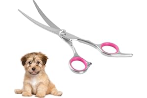 DONGKER Haustier Hundepflege Schere,Hochleistungs Titan Beschichtetes Edelstahl Hundesalon Trimmer Ausdünnung/Gerade/Gebogene Schere